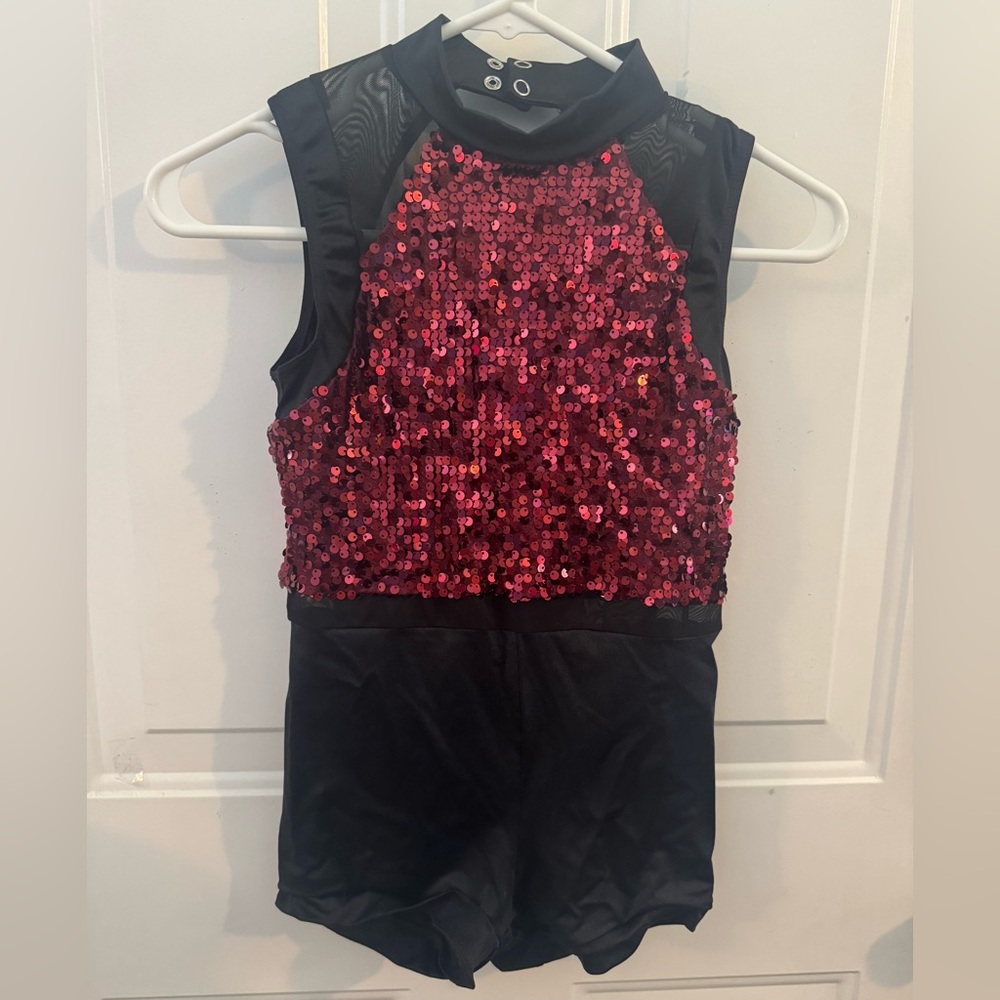 Burgundy and Black Sequin Costume with 2 skirts - LC